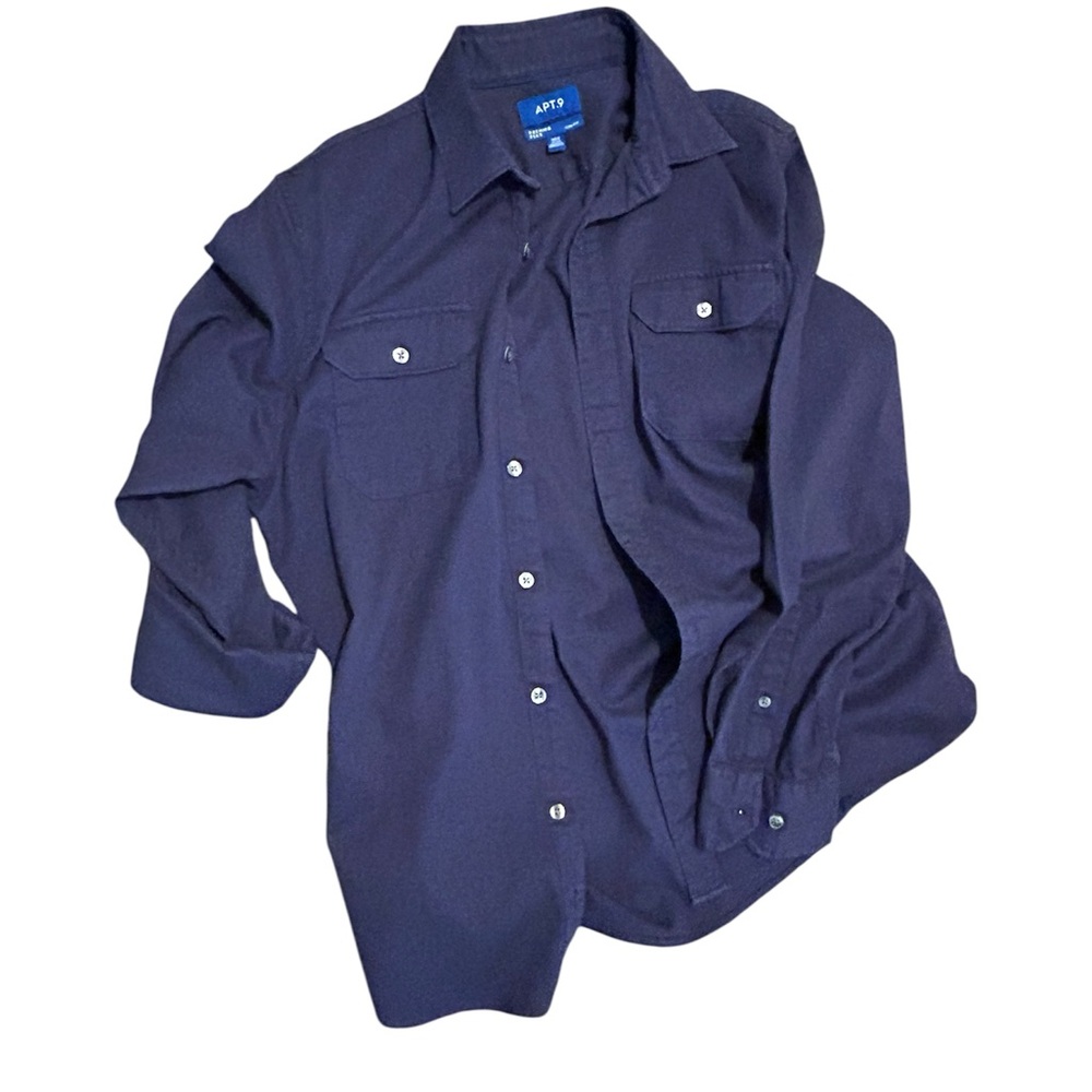Apt. 9 Blue Casual Button Down Shirt Classic Design